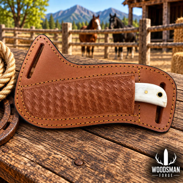 Load image into Gallery viewer, Bonecrest Rasp Steel Skinner Knife – Bone Handle &amp; Leather Sheath
