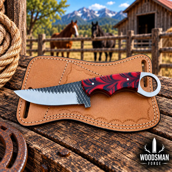 Load image into Gallery viewer, Ashridge Rasp Steel Skinner Knife – Resin Handle &amp; Leather Sheath

