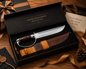 18-Inch D2 Steel D-Guard Bowie Knife with Rosewood Handle