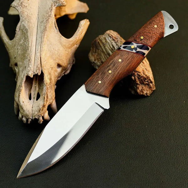 Load image into Gallery viewer, 8.7" Handmade Stainless Steel Bushcraft Knife – Full Tang Wood Handle &amp; Sheath
