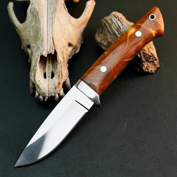 Load image into Gallery viewer, 8.6" Handmade Stainless Steel Hunting Knife – Full Tang Resin Handle &amp; Sheath
