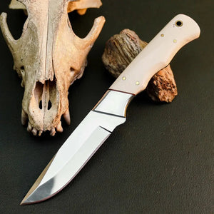 8.7" Handmade Stainless Steel Hunting Knife – Full Tang Resin Handle & Sheath