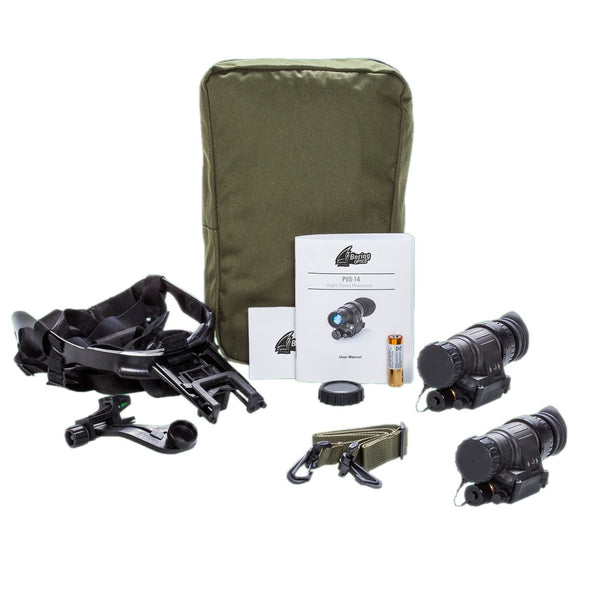 Load image into Gallery viewer, Bering Optics PVS-14 (BPVS-14) Binocular Kit With Dual Mounting Bridge (DMB), Headgear, Helmet Mount And Other Acsessories
