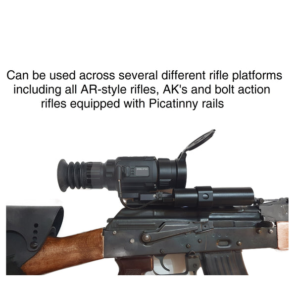 Load image into Gallery viewer, Bering Optics Hogster Thermal Weapon Sight With Remote Battery Pack on AK-platform Night Hunting Rifle
