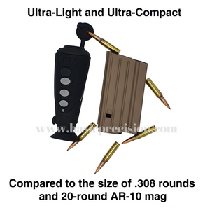 Size Comparison of Bering Optics Prodigy Thermal Spotter for Night Hunting Compared to .308 rounds and 20-round AR-10 Mag