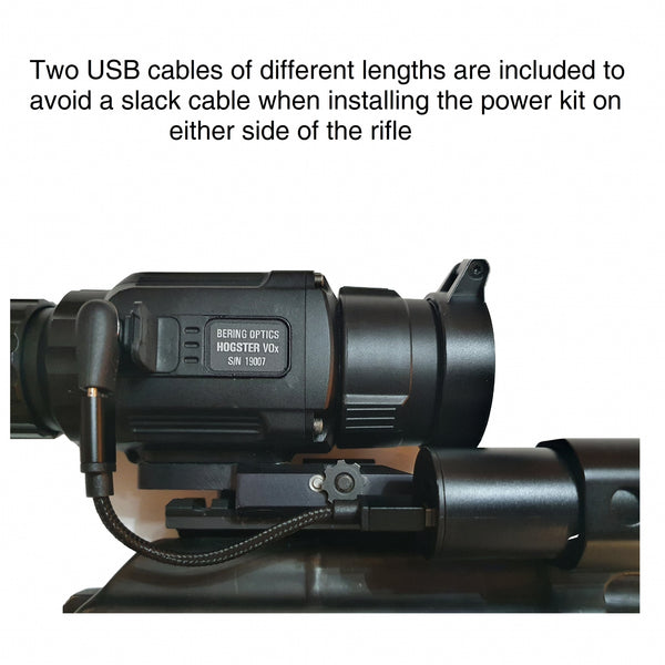 Load image into Gallery viewer, Bering Optics Hogster Scope for Night Hunting with Picatinny Powerbank Installed On A Night Hunting Rifle
