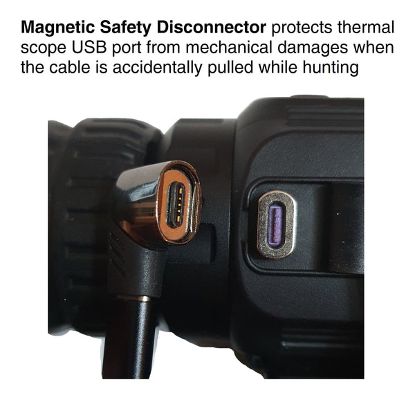 Load image into Gallery viewer, Magnetic Safety Disconnector of External Power Bank Protects Thermal Scope&#39;s USB Port From Mechanical Damages When The Cable Is Accidentaly Pulled While Night Hunting

