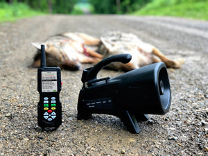Night Stalker Programmable Game Call With Remote For Hunting Predators And Dead Coyotes On Bckground