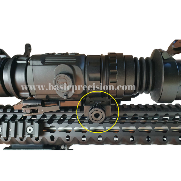 Load image into Gallery viewer, Picatinny-Mountable Battery Pack Installed Behind Bering Optics Thermal Clip-On Attachment On A Night Hunting Rifle
