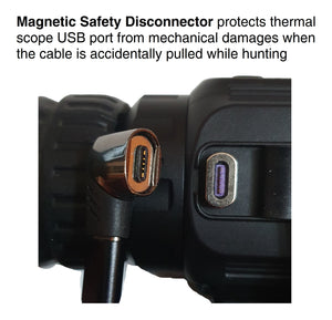 Magnetic Safety Disconnector of External Power Bank Protects Bering Optics Thermal And Digital Scope's USB Port From Mechanical Damages When The Cable Is Accidentaly Pulled While Night Hunting