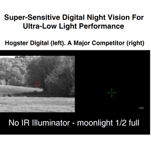 Comparison of Super Sensitive Night Hunting Mode Of Bering Optics Hogster Digital Scope With Major Competitor